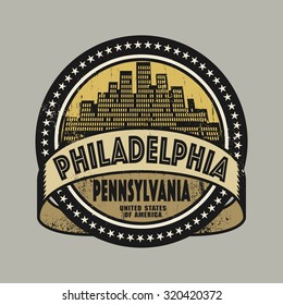 Grunge rubber stamp or label with name of Philadelphia, Pennsylvania, vector illustration