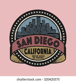 Grunge rubber stamp or label with name of San Diego, California, vector illustration
