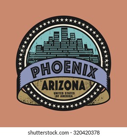 Grunge rubber stamp or label with name of Phoenix, Arizona, vector illustration