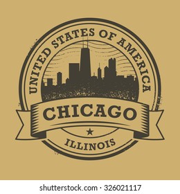 Grunge rubber stamp or label with name of Illinois, Chicago, vector illustration