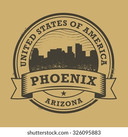 Grunge rubber stamp or label with name of Phoenix, Arizona, vector illustration