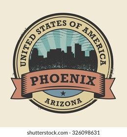 Grunge rubber stamp or label with name of Phoenix, Arizona, vector illustration