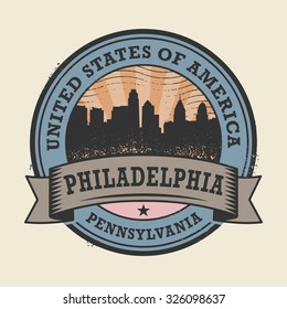 Grunge rubber stamp or label with name of Pennsylvania, Philadelphia, vector illustration