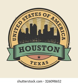 Grunge rubber stamp or label with name of Texas, Houston, vector illustration