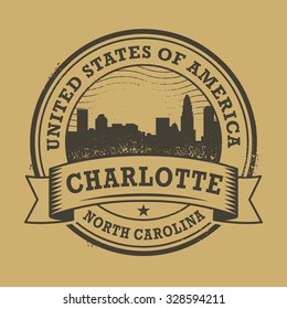 Grunge rubber stamp or label with name of Charlotte, North Carolina, vector illustration