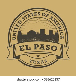 Grunge rubber stamp or label with name of Texas, El Paso, vector illustration