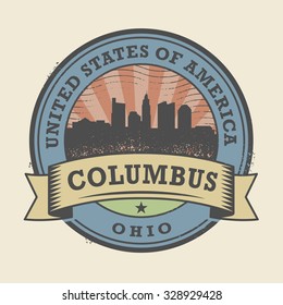 Grunge rubber stamp or label with name of Ohio, Columbus, vector illustration
