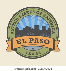 Grunge rubber stamp or label with name of Texas, El Paso, vector illustration