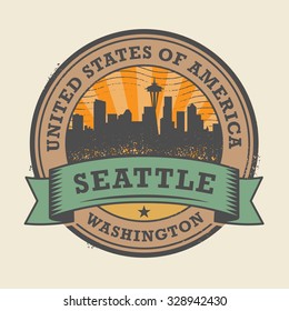 Grunge rubber stamp or label with name of Washington, Seattle, vector illustration