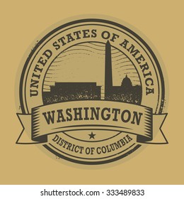 Grunge rubber stamp or label with name of Washington, District of Columbia, vector illustration