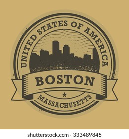 Grunge rubber stamp or label with name of Boston, Massachusetts, vector illustration