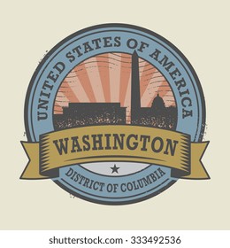 Grunge rubber stamp or label with name of Washington, District of Columbia, vector illustration