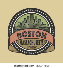 Grunge rubber stamp or label with name of Boston, Massachusetts, vector illustration