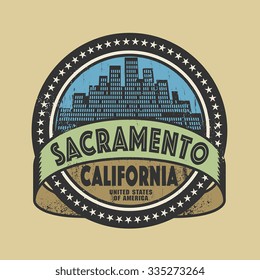Grunge rubber stamp or label with name of Sacramento, California, vector illustration