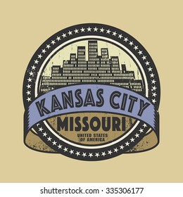 Grunge rubber stamp or label with name of Kansas City, Missouri, vector illustration