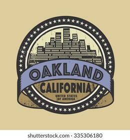 Grunge rubber stamp or label with name of Oakland, California, vector illustration
