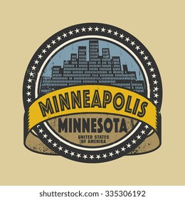 Grunge rubber stamp or label with name of Minneapolis, Minnesota, vector illustration
