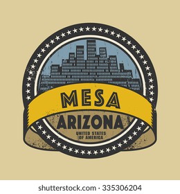 Grunge rubber stamp or label with name of Mesa, Arizona, vector illustration
