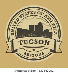 Grunge rubber stamp or label with name of Tucson, Arizona, vector illustration