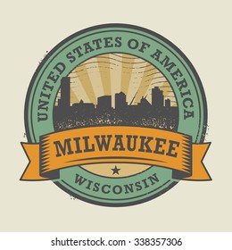 Grunge rubber stamp or label with name of Milwaukee, Wisconsin, vector illustration