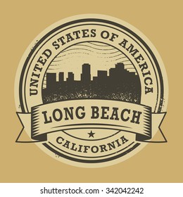 Grunge rubber stamp or label with name of Long Beach, California, vector illustration