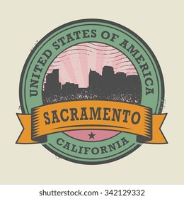 Grunge rubber stamp or label with name of Sacramento, California, vector illustration