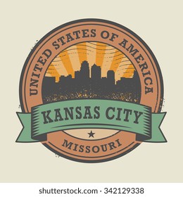 Grunge rubber stamp or label with name of Kansas City, Missouri, vector illustration