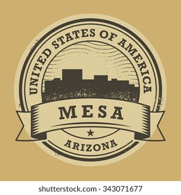 Grunge rubber stamp or label with name of Mesa, Arizona, vector illustration