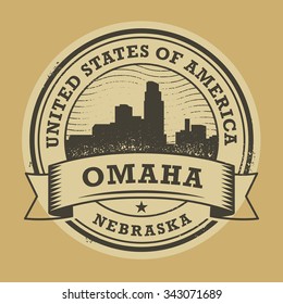 Grunge rubber stamp or label with name of Omaha, Nebraska, vector illustration