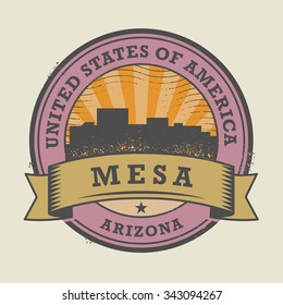 Grunge rubber stamp or label with name of Mesa, Arizona, vector illustration