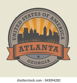 Grunge rubber stamp or label with name of Atlanta, Georgia, vector illustration