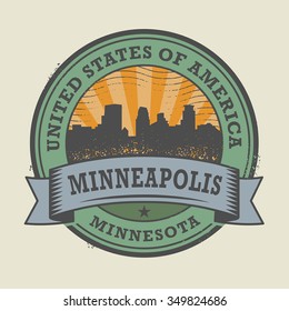 Grunge rubber stamp or label with name of Minneapolis, Minnesota, vector illustration