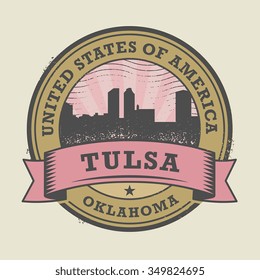 Grunge rubber stamp or label with name of Tulsa, Oklahoma, vector illustration