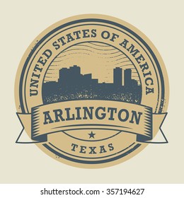 Grunge rubber stamp or label with name of Texas, Arlington, vector illustration