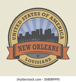 Grunge rubber stamp or label with name of New Orleans, Louisiana, vector illustration