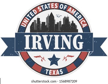 Grunge rubber stamp or label with text Irving, Texas written inside, vector illustration