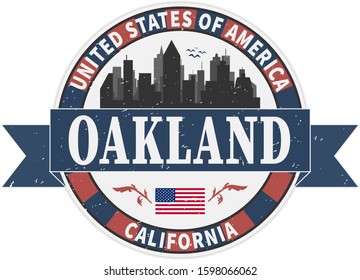 Grunge rubber stamp or label with text Oakland, California written inside, vector illustration