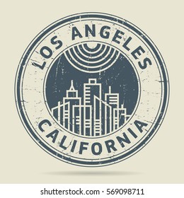 Grunge rubber stamp or label with text Los Angeles, Califronia written inside, vector illustration
