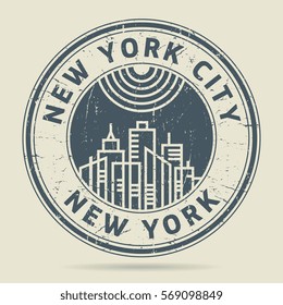 Grunge rubber stamp or label with text New York City, New York written inside, vector illustration