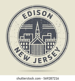 Grunge rubber stamp or label with text Edison, New Jersey written inside, vector illustration