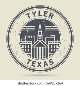 Grunge rubber stamp or label with text Tyler, Texas written inside, vector illustration