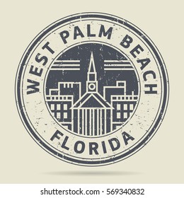 Grunge Rubber Stamp Or Label With Text West Palm Beach, Florida Written Inside, Vector Illustration