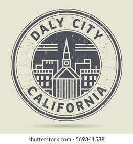 Grunge rubber stamp or label with text Daly City, California written inside, vector illustration