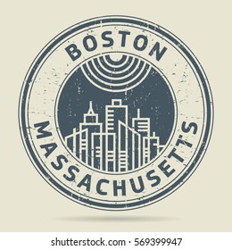 Grunge rubber stamp or label with text Boston, Massachusetts written inside, vector illustration