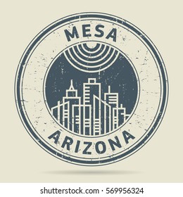 Grunge rubber stamp or label with text Mesa, Arizona written inside, vector illustration