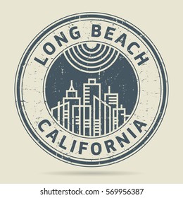 Grunge rubber stamp or label with text Long Beach, California written inside, vector illustration