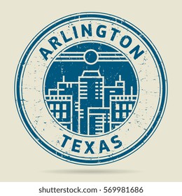 Grunge rubber stamp or label with text Arlington, Texas written inside, vector illustration