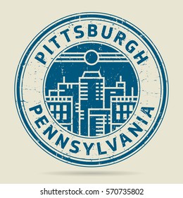 Grunge rubber stamp or label with text Pittsburgh, Pennsylvania written inside, vector illustration