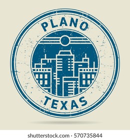 Grunge rubber stamp or label with text Plano, Texas written inside, vector illustration