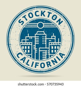 Grunge rubber stamp or label with text Stockton, California written inside, vector illustration